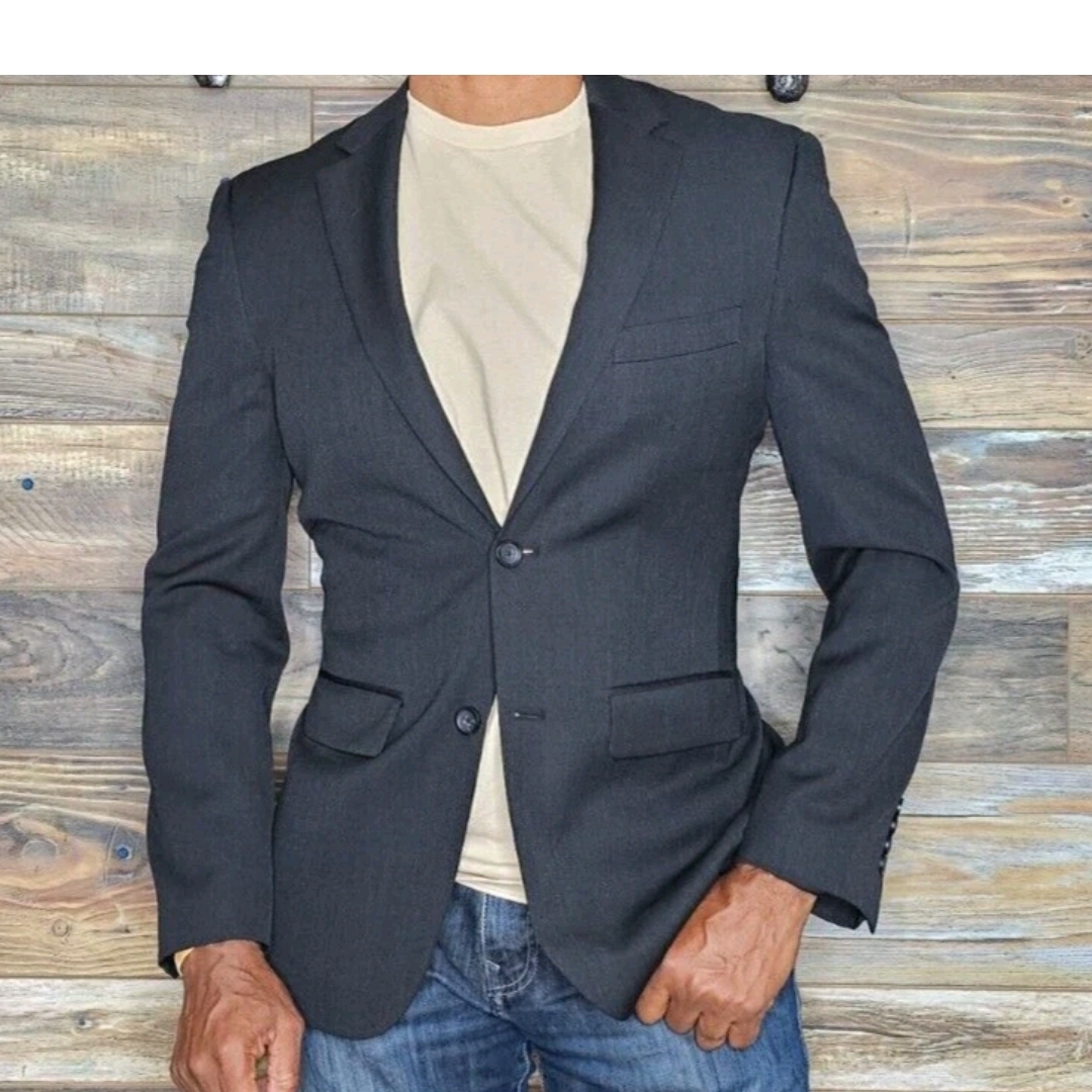 Pronto Uomo Mens Jacket Charcoal 100 Wool Platinum Blazer Platinum Size 44s